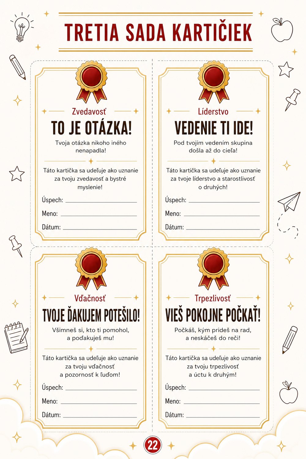 Kartičky na odmeňovanie — strana 5